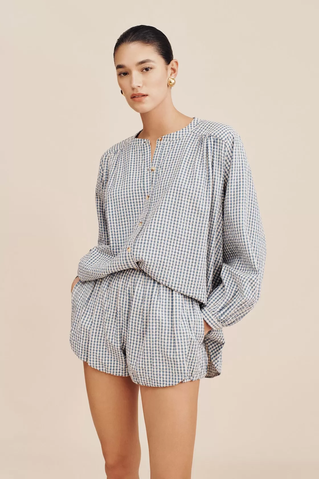 POSSE AURELIA SHORT - BLUE GINGHAM