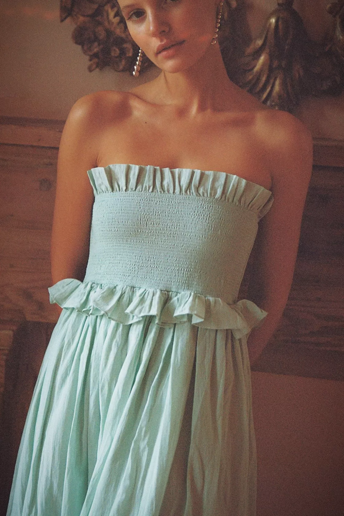 POSSE COBY STRAPLESS DRESS - COOL MINT