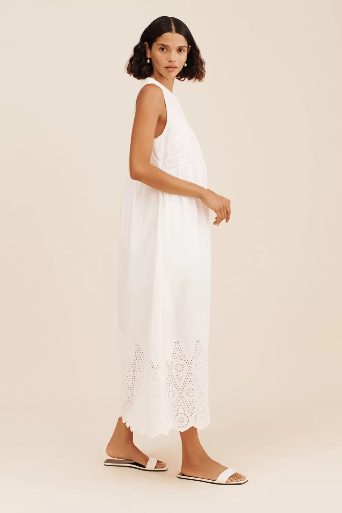 POSSE LOUISA SHIFT DRESS - VINTAGE WHITE
