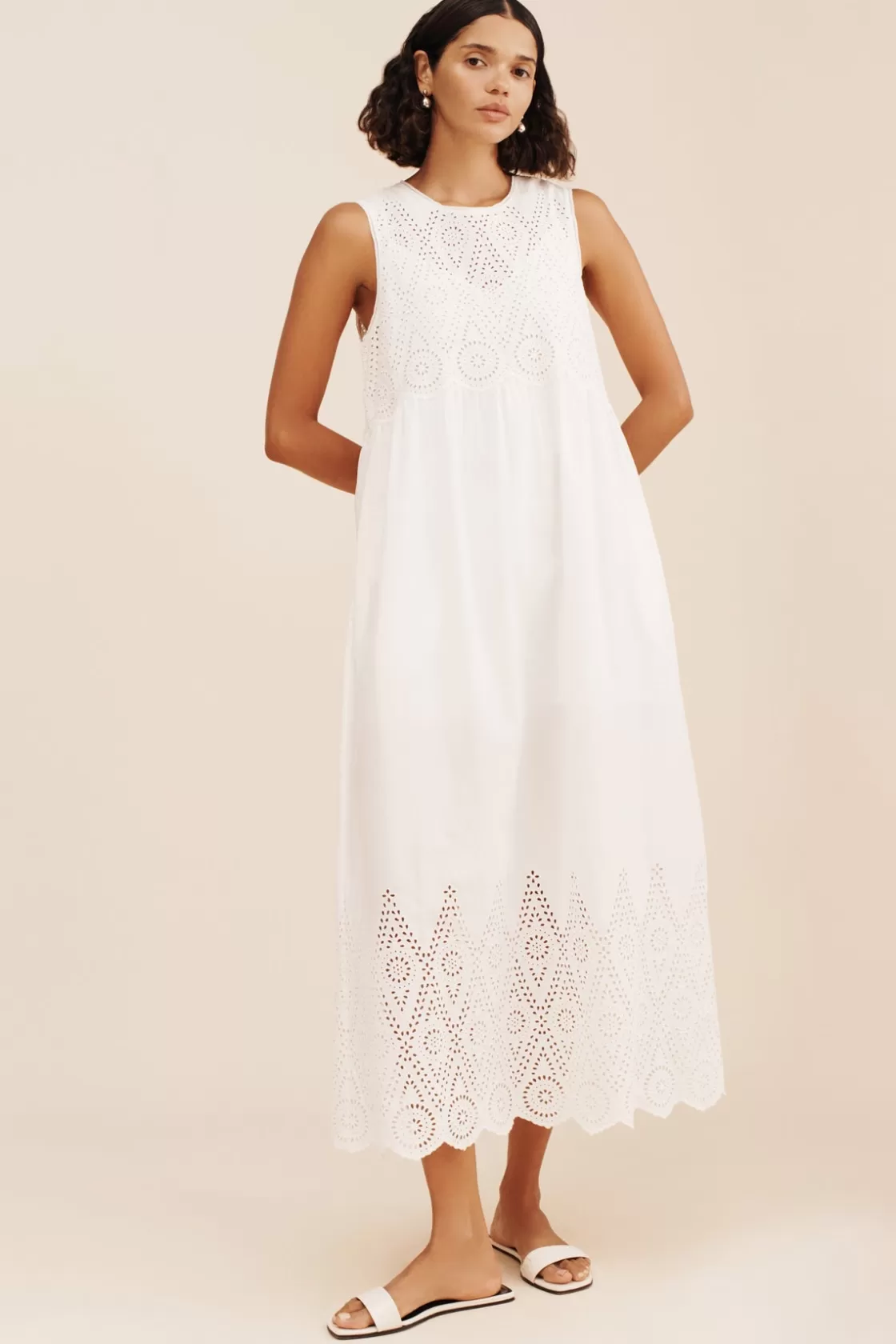 POSSE LOUISA SHIFT DRESS - VINTAGE WHITE