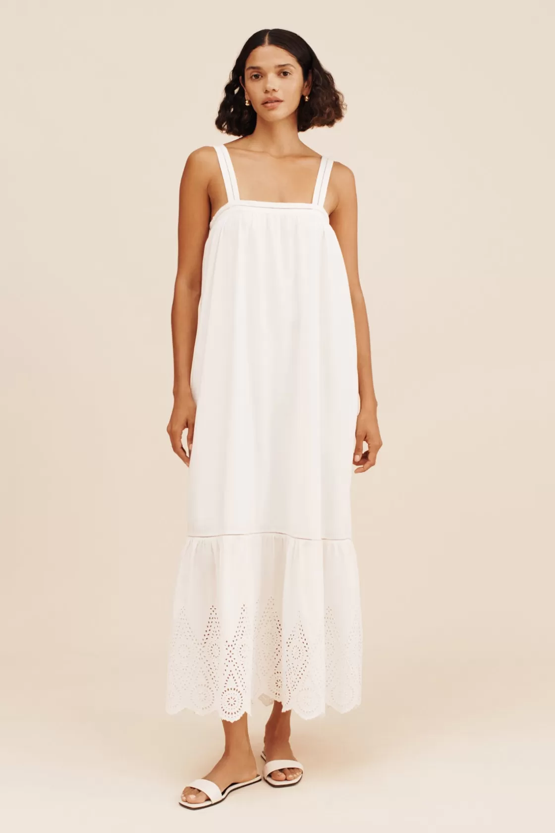 POSSE LOUISA TIE DRESS - VINTAGE WHITE