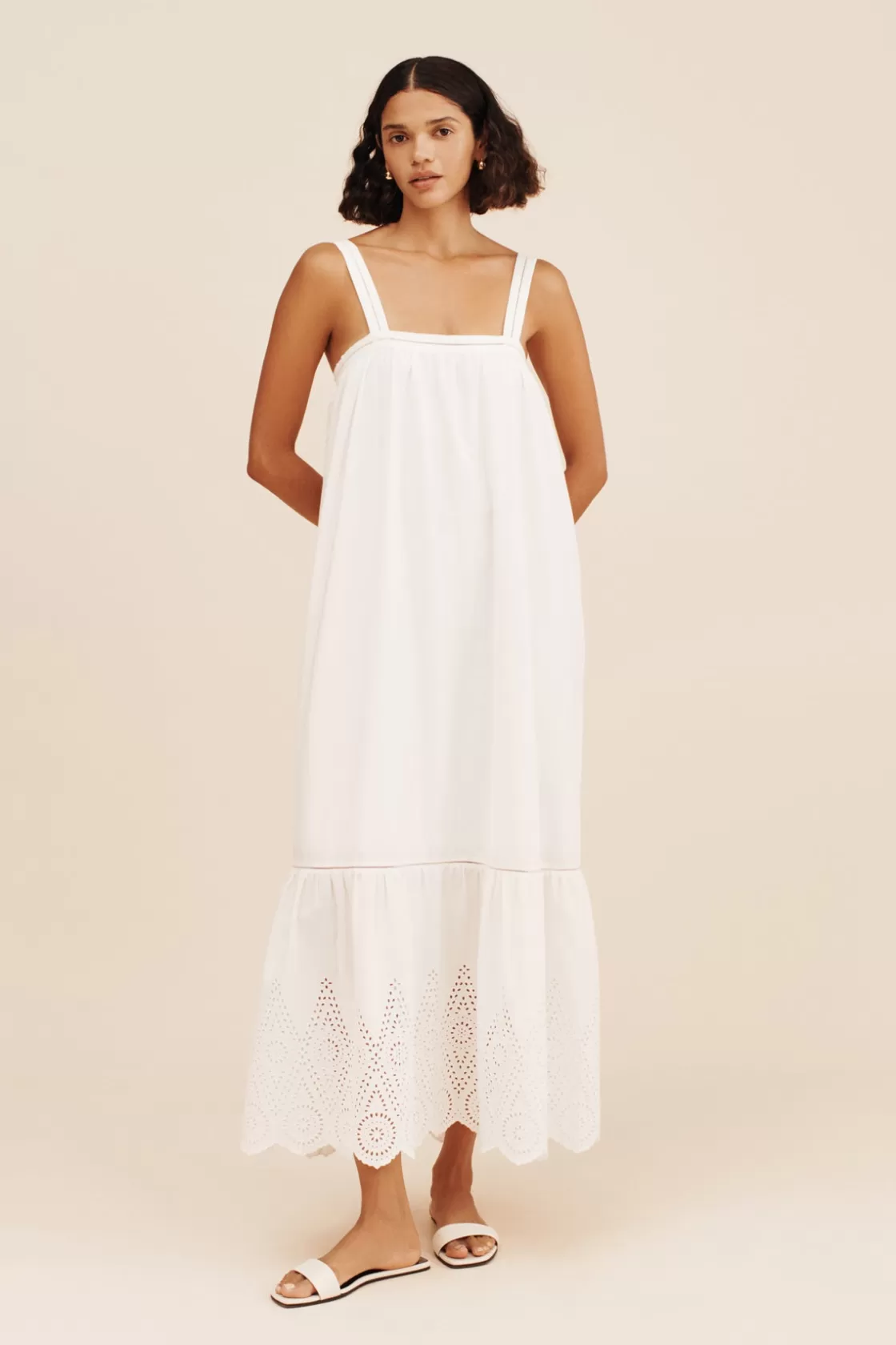 POSSE LOUISA TIE DRESS - VINTAGE WHITE