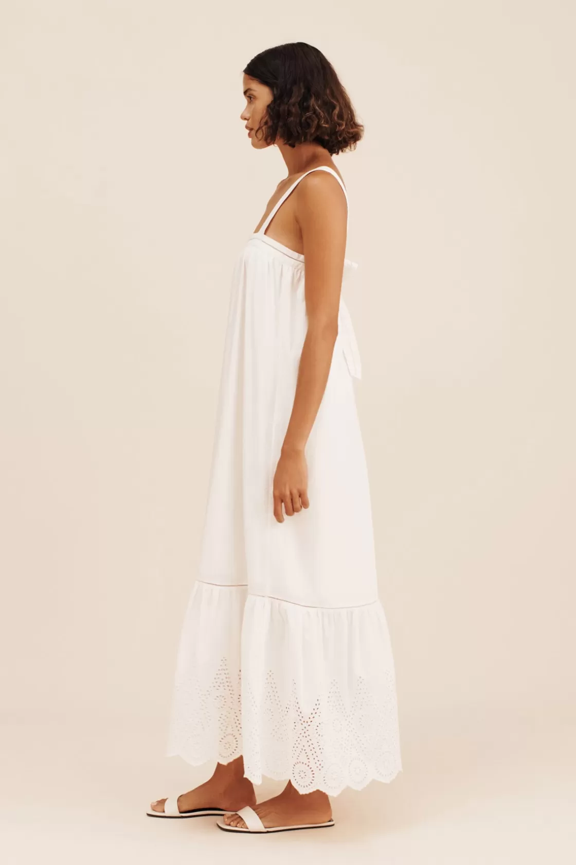 POSSE LOUISA TIE DRESS - VINTAGE WHITE