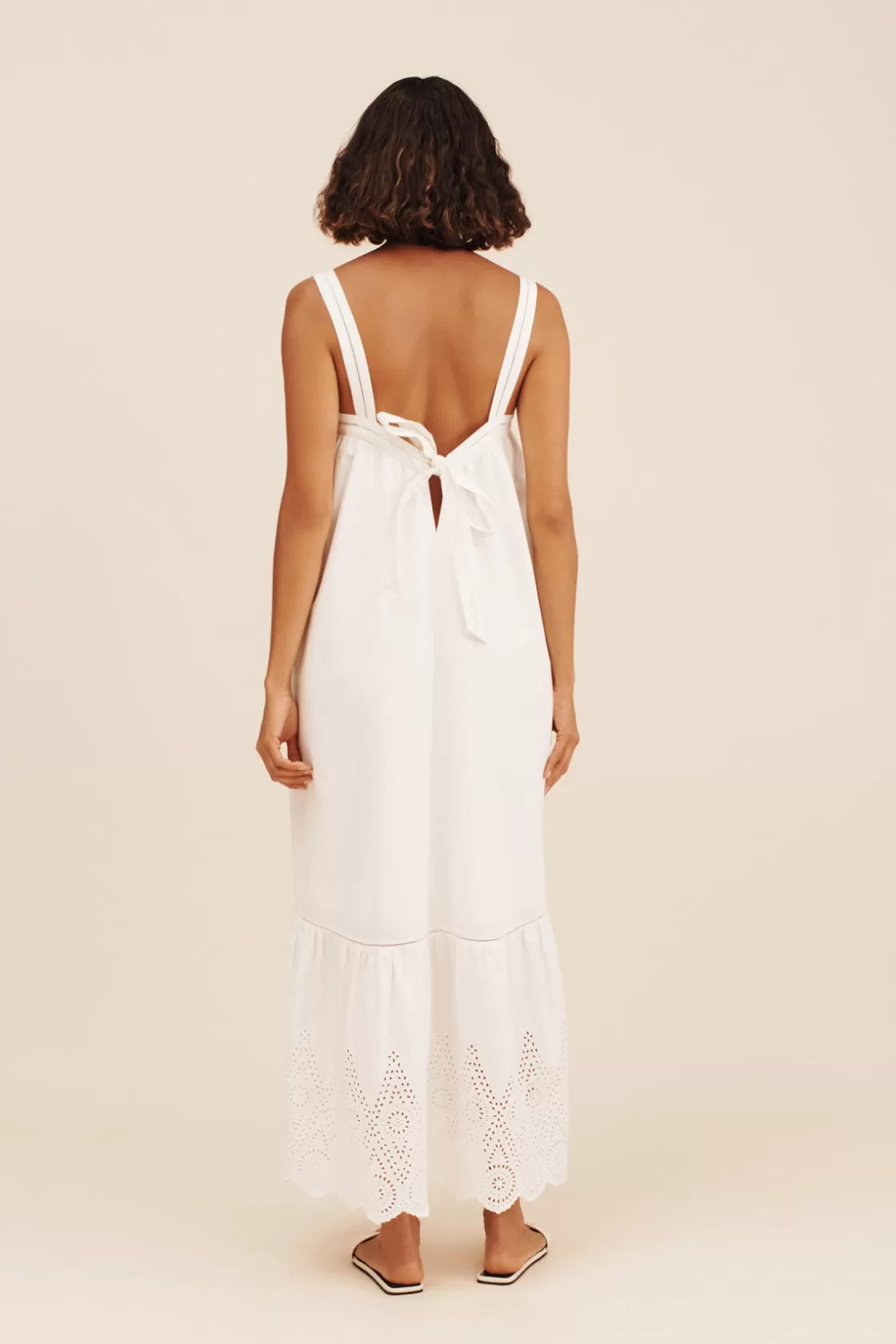 POSSE LOUISA TIE DRESS - VINTAGE WHITE