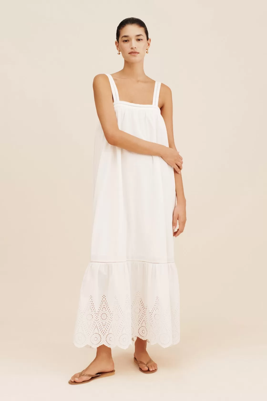 POSSE LOUISA TIE DRESS - VINTAGE WHITE