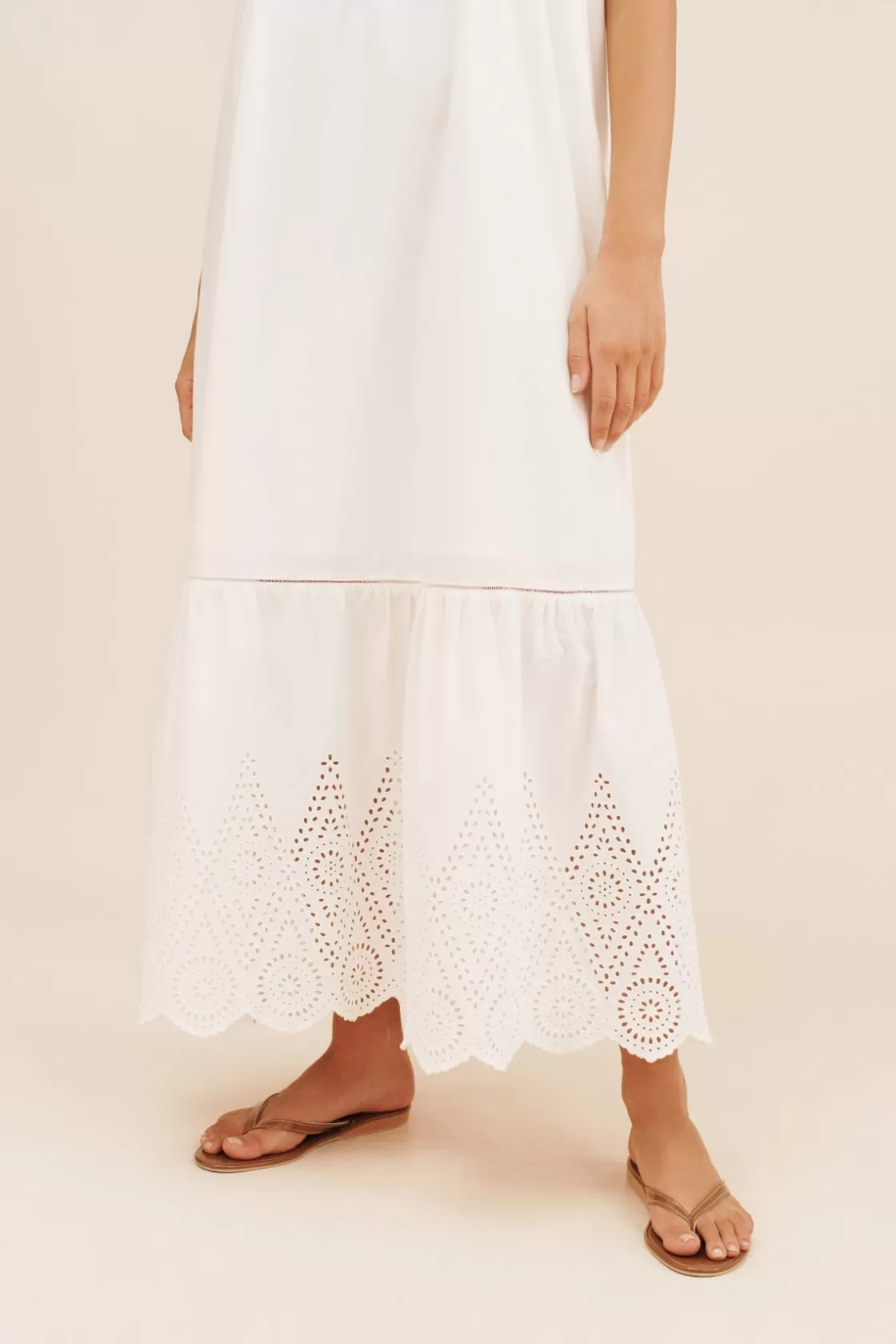 POSSE LOUISA TIE DRESS - VINTAGE WHITE