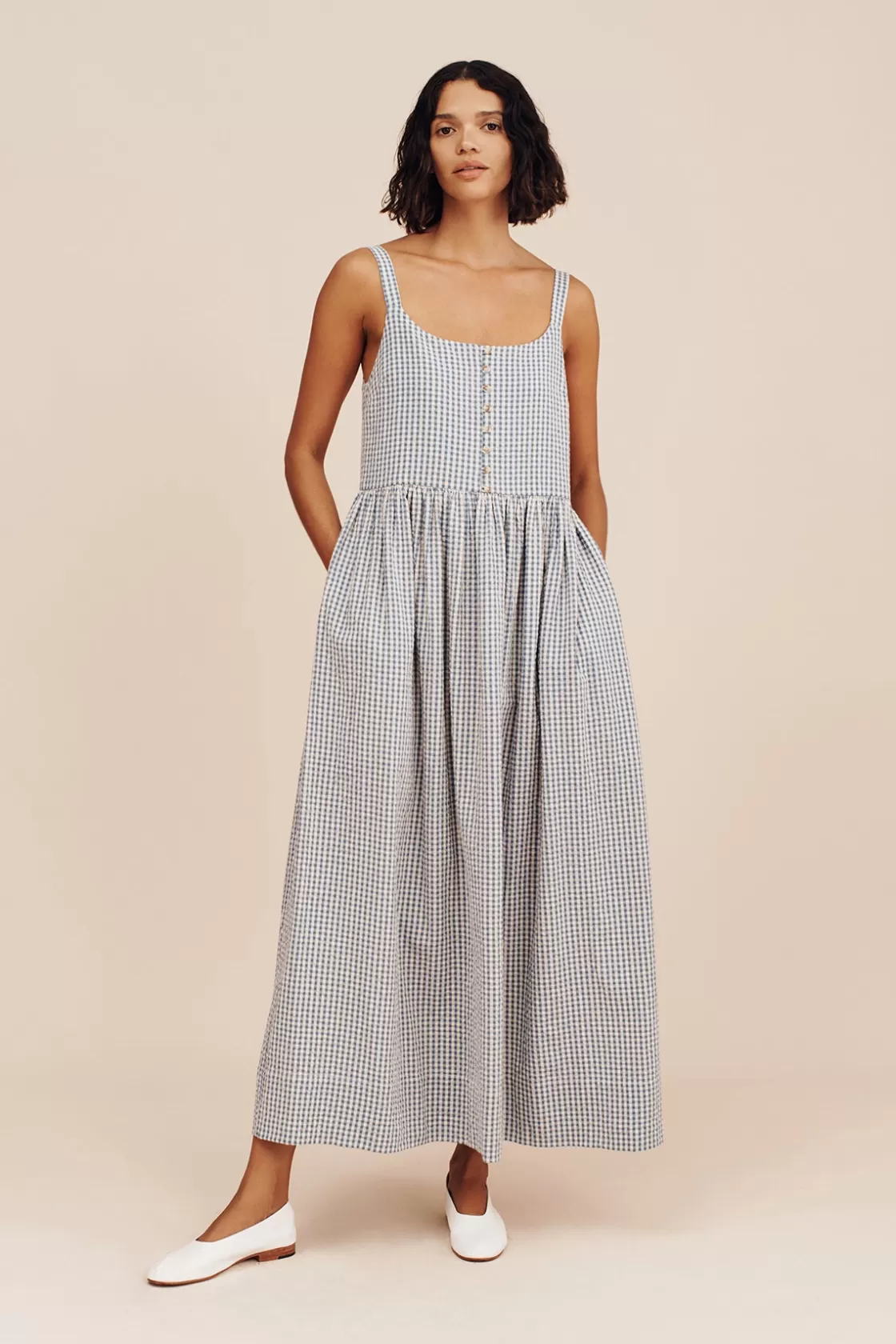 POSSE MIRA DRESS - BLUE GINGHAM