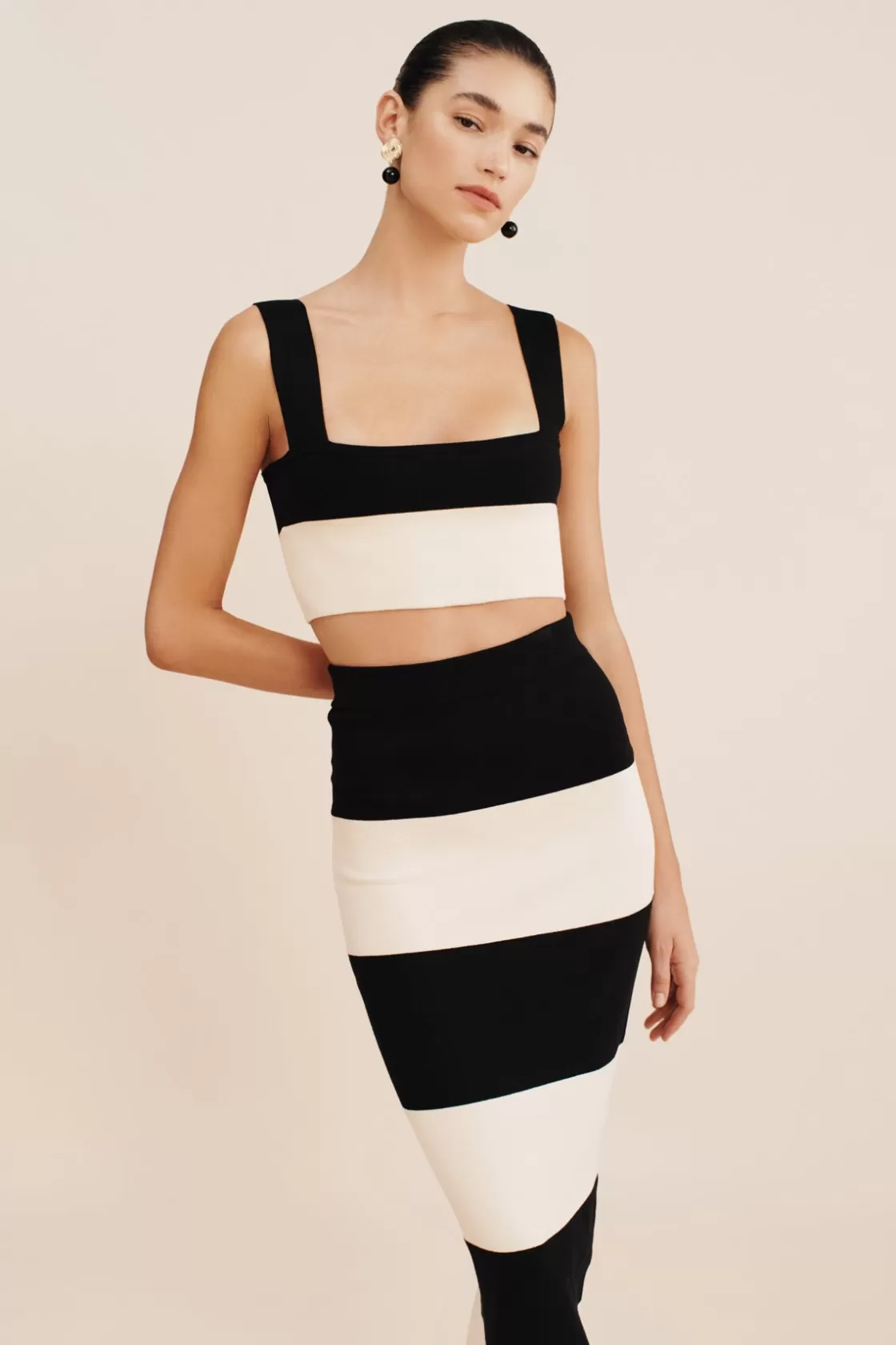 POSSE THEO CROP TOP - BLACK STRIPE