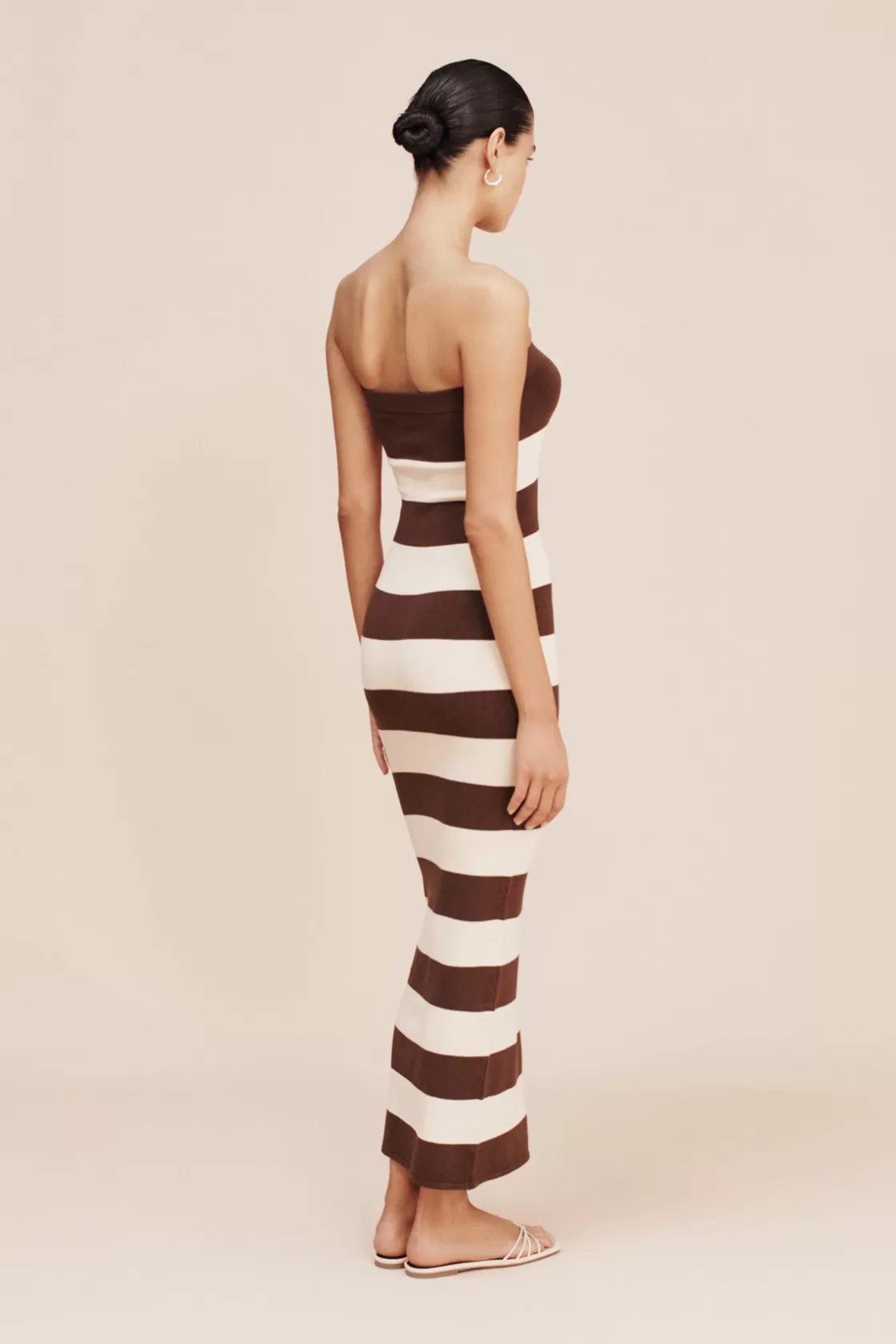 POSSE THEO STRAPLESS DRESS - CHOCOLATE STRIPE