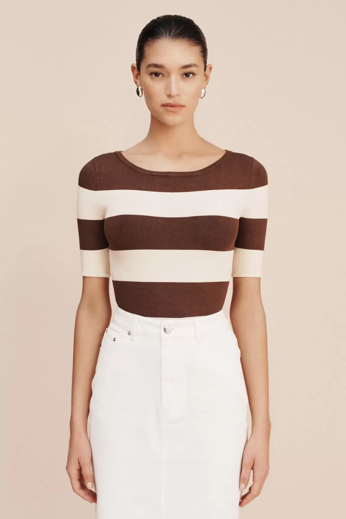 POSSE THEO TOP - CHOCOLATE STRIPE